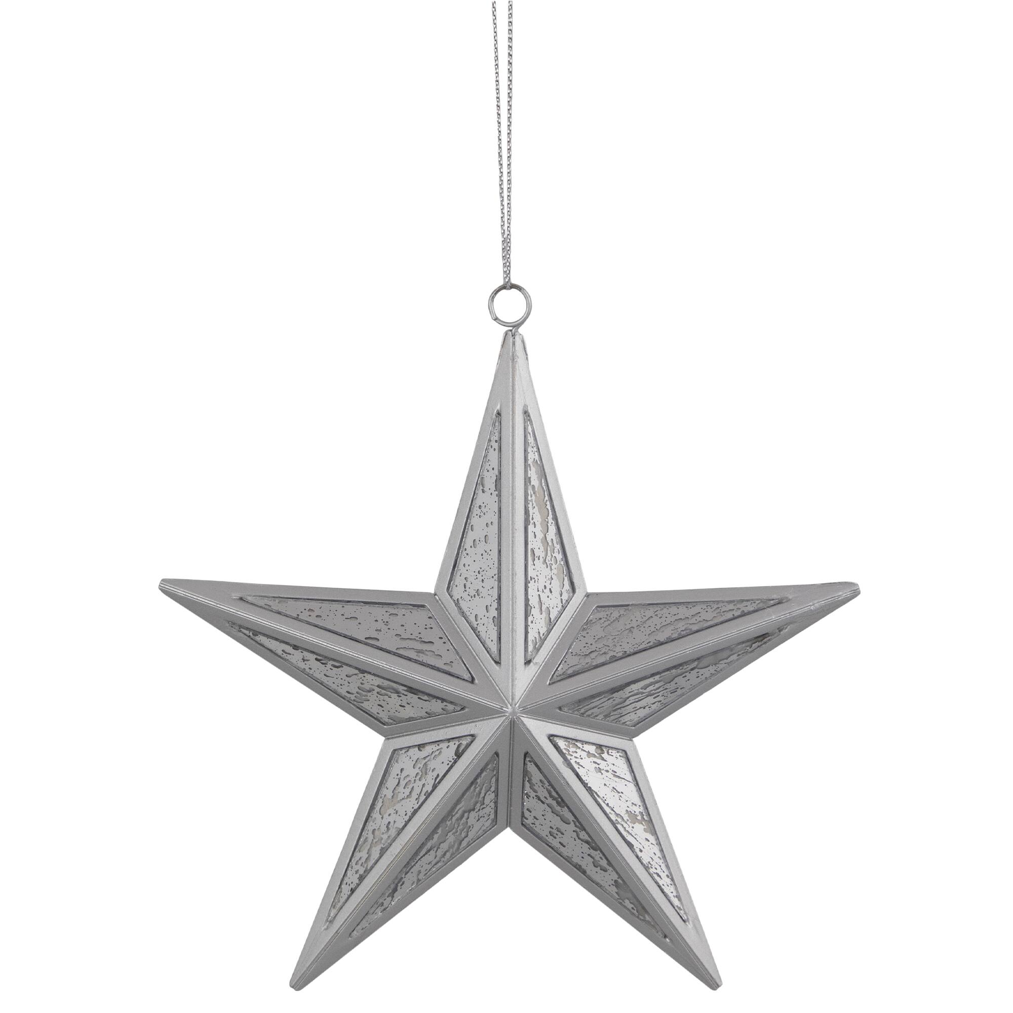 5.75" Silver Crackle Mirror Star Ornament